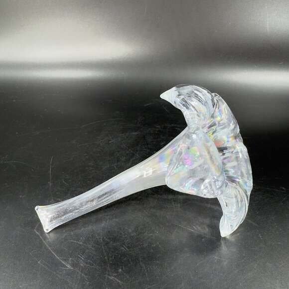 Vintage Silvestri Clear Iridescent Glass Flower With Stem Figurine Decor Glass - Picture 6 of 13